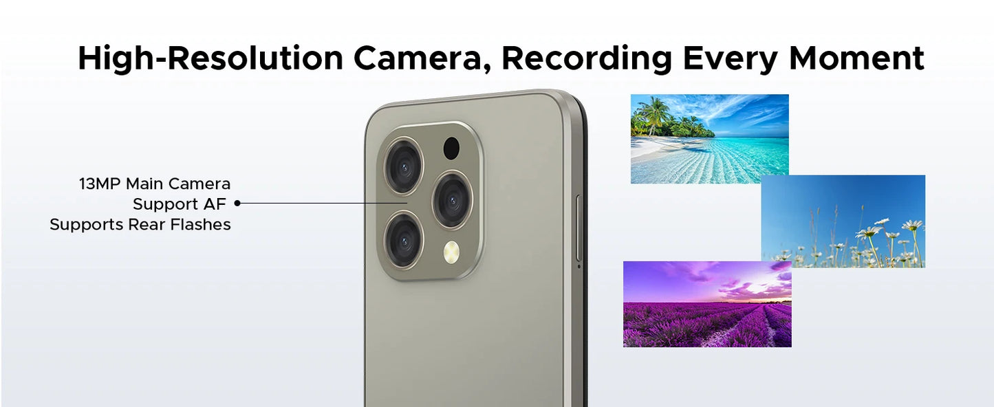 N55 Android 16 Smartphone 6.56" HD+ 90Hz 8.6mm Ultra-Slim 16GB+128GB/2TB Mobile Phone 5160mAh Battery T7200 Phone