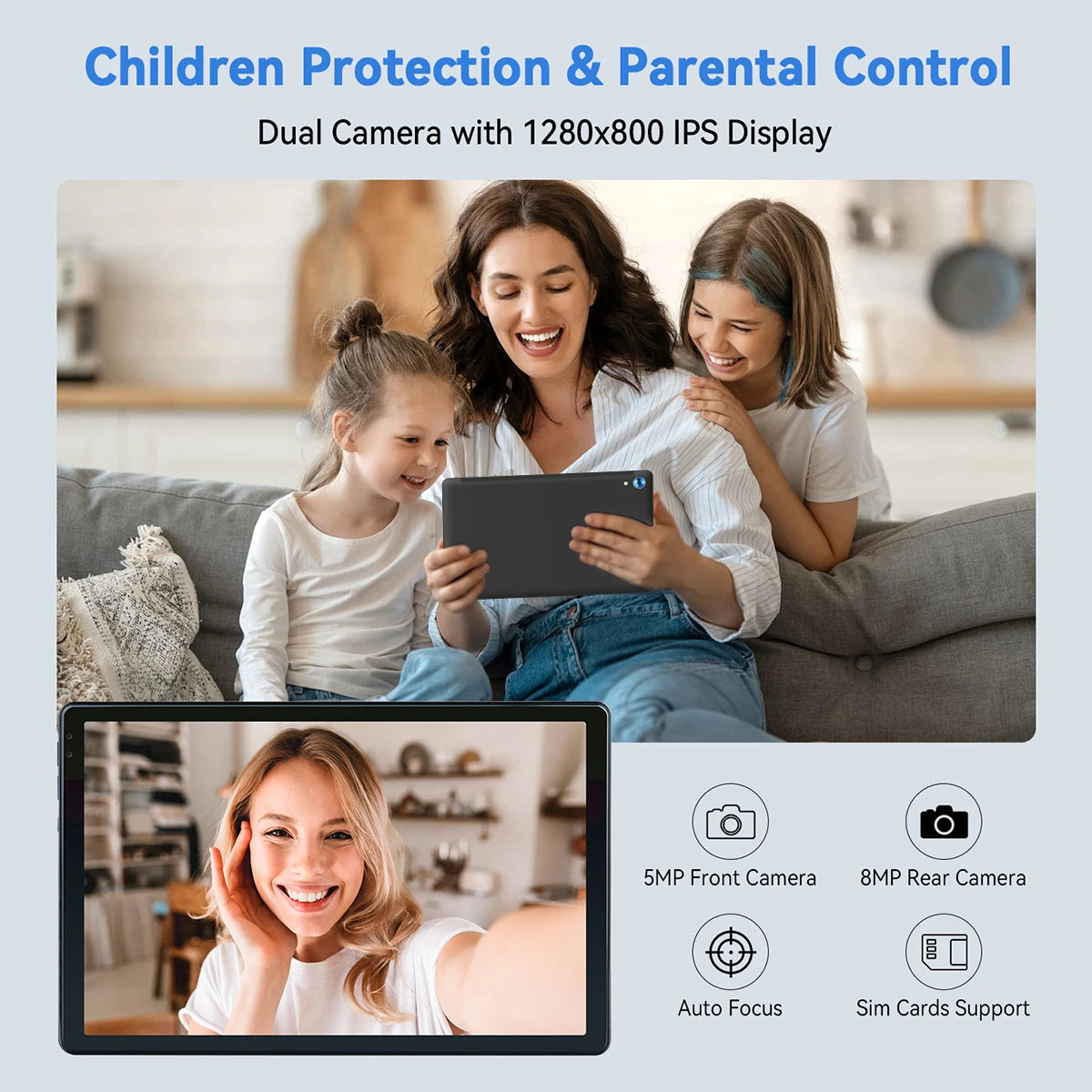 10-inch Latest Android 15 Tablet Octa Core 24GB+128GB/1 TB Expansion 1280x800 HD IPS Touchscreen Wide wine L1 Google Play