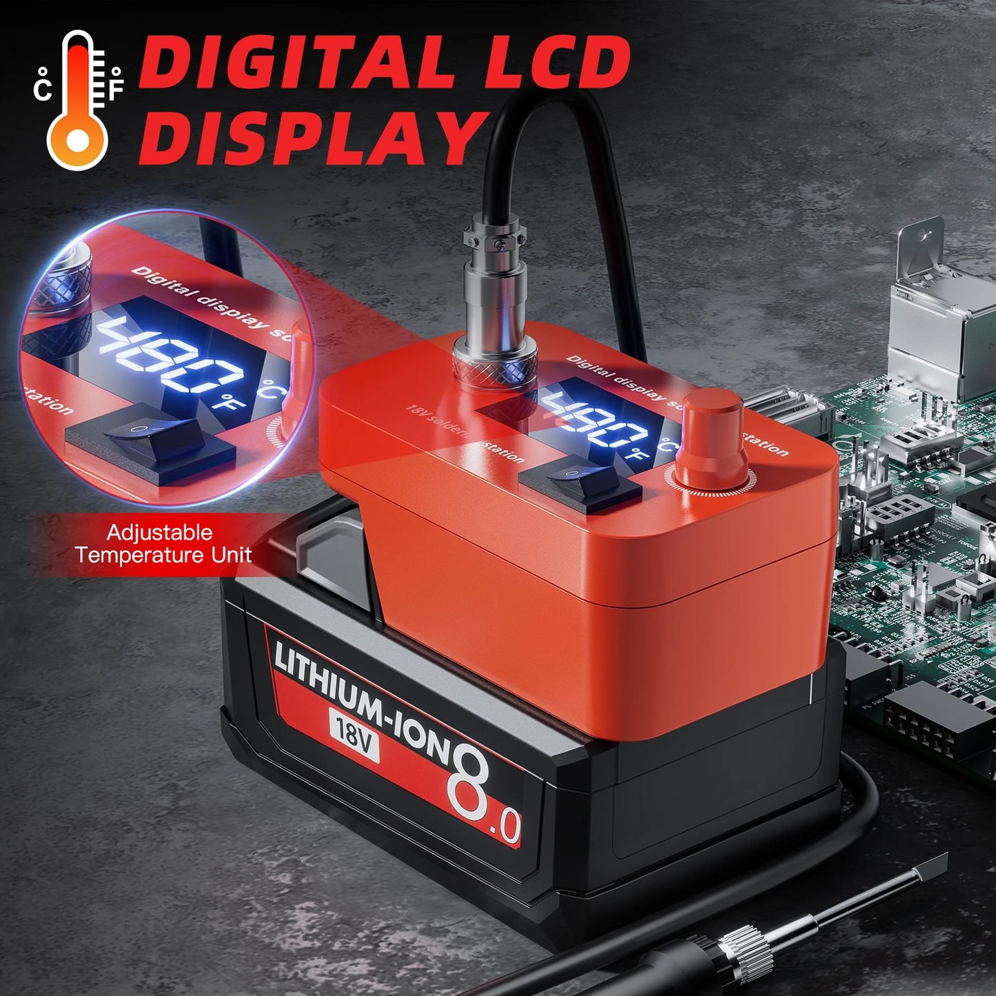 Electric Soldering Iron Adjustable Temperature Welding Machine LCD Digital Display Repair Tools For Milwaukee M18 18V Battery