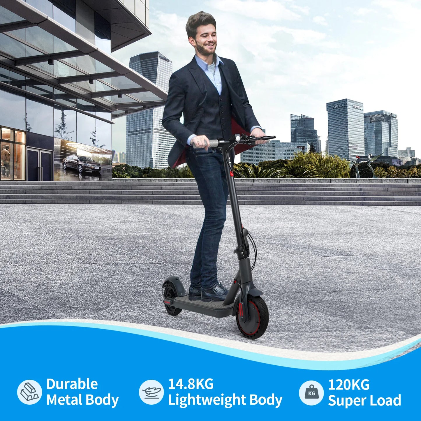 G8.0 Electric Scooter 36V 10.4Ah Big Battery 350W 15Miles Long Range 19Mph Foldable 8.5Inch Smart City Commuter Kick EScooter