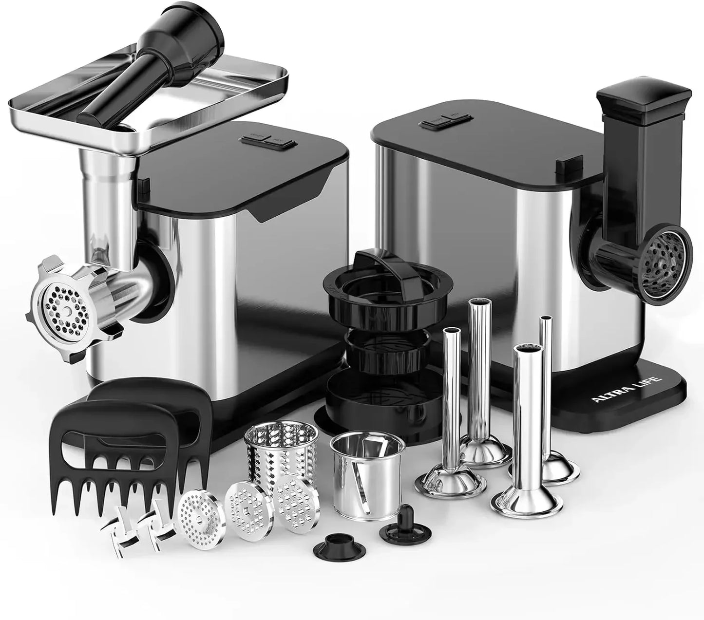 #8 Meat Grinder, 3200W Max Electric Heavy Duty Sausage Stuff, Rotary Cheese Grater with 3 Interchangeable Blades, 2 Blades, 3 Pl