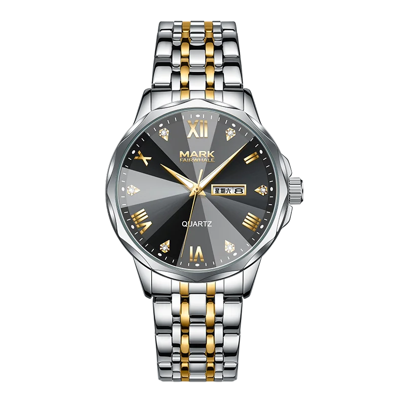 Classic Fashion Stereo Refraction Crystal Quartz Men's Watch Business Watches for Men Luminous