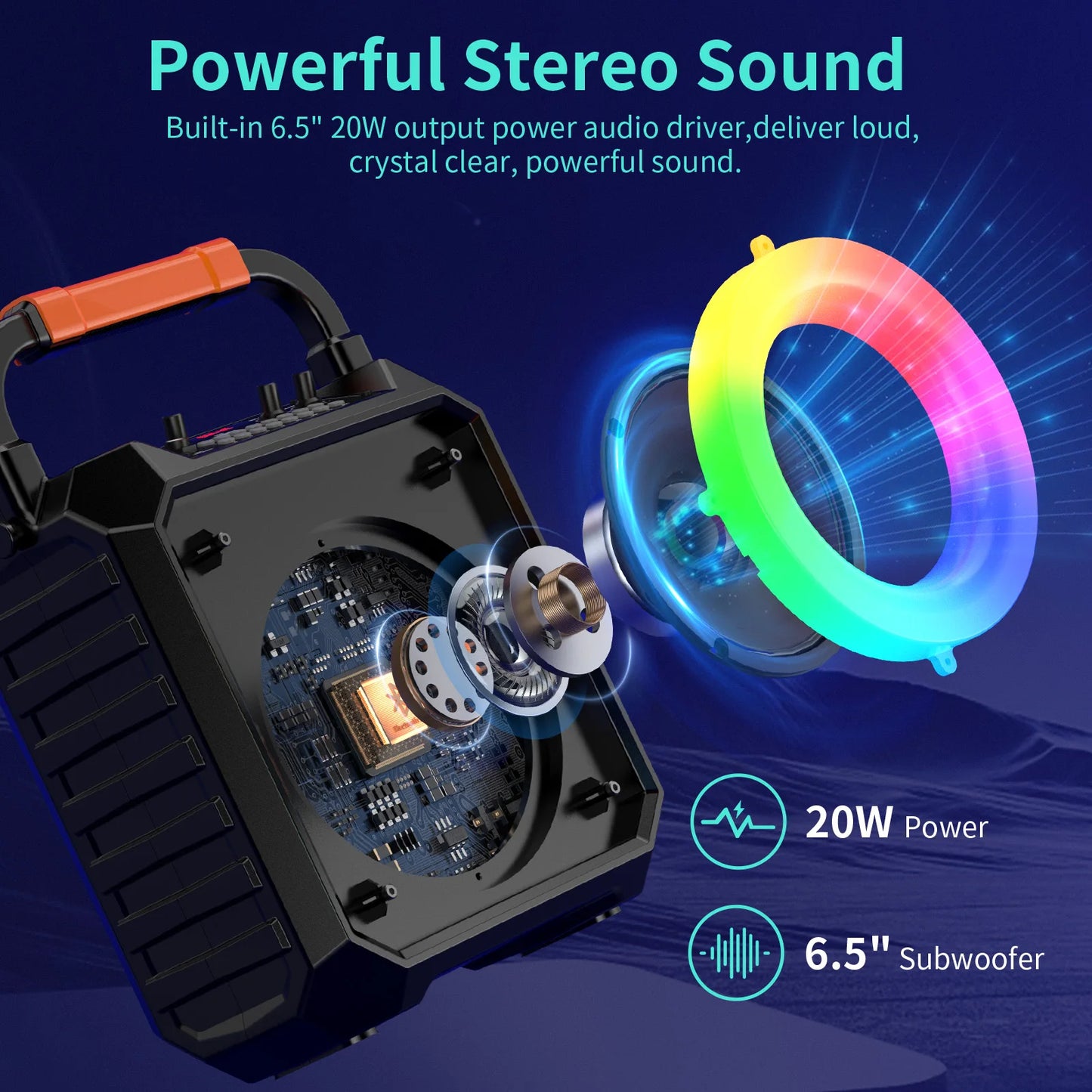 T17-T Wireless Bluetooth Speaker, Karaoke Machine with 2 Microphone, Home Karaoke System with LED Light