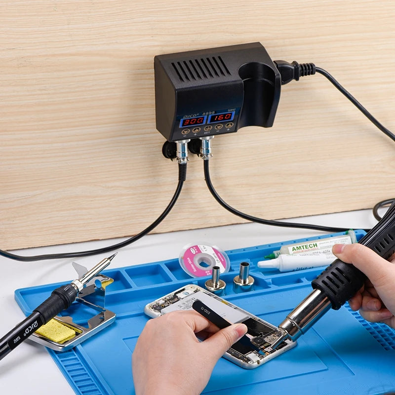 8898 750W Soldering Station 2 in 1 LCD Digital display Rework Welding Station Kit Soldering Iron Hot Air Repair Solder tools