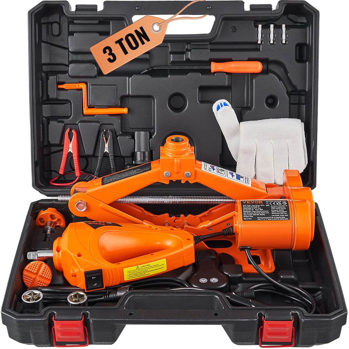 Electric Car Jack 3Tons/6600lbs 12V Electric Scissor Jack Portable Car Jack for SUV, Truck, Sedan Tire Change Replacement