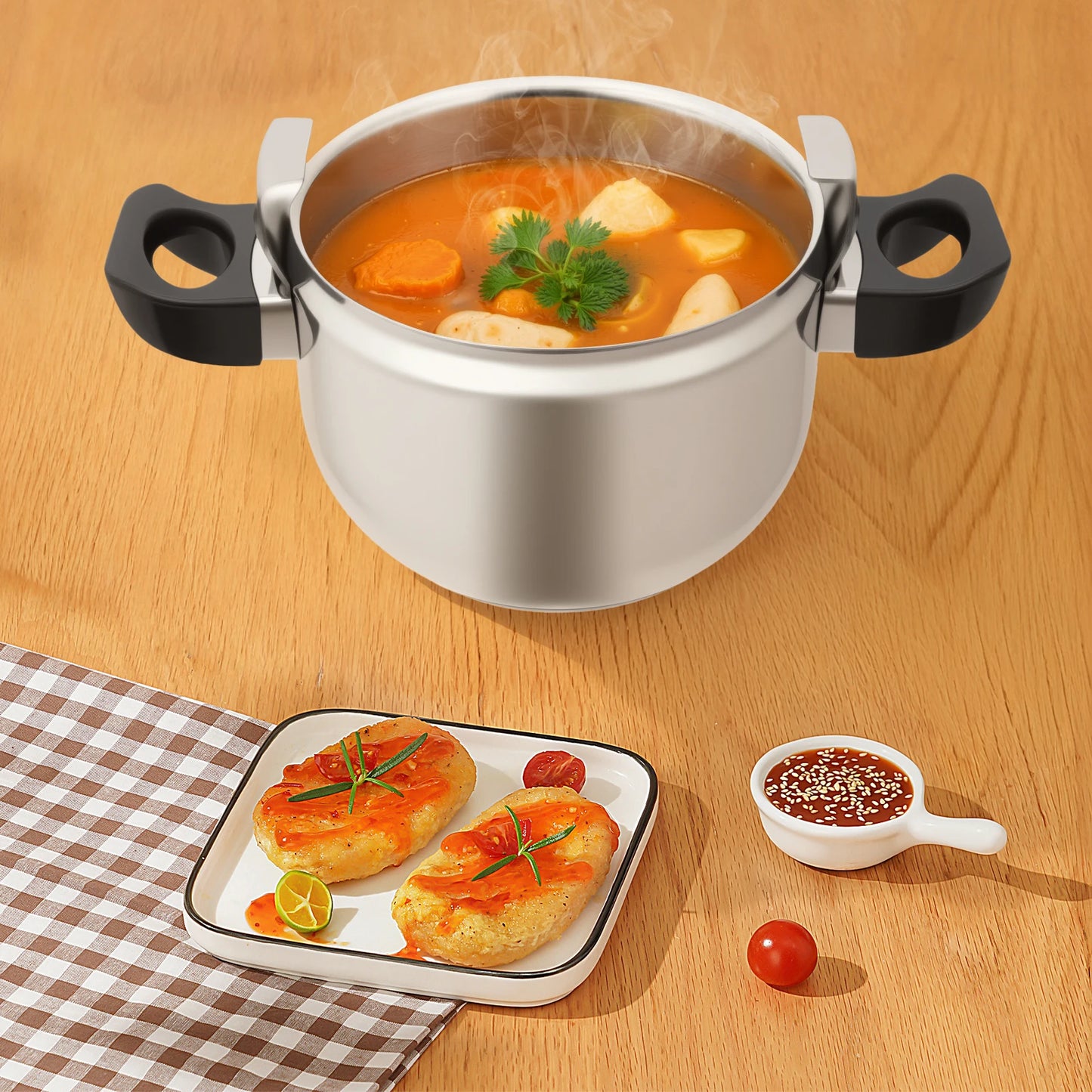 Commercial 7L Pressure Cooker, 201 Stainless Steel Heavy Duty Cooking Pot, Fast CookingRestaurant Grade Pressure Pot