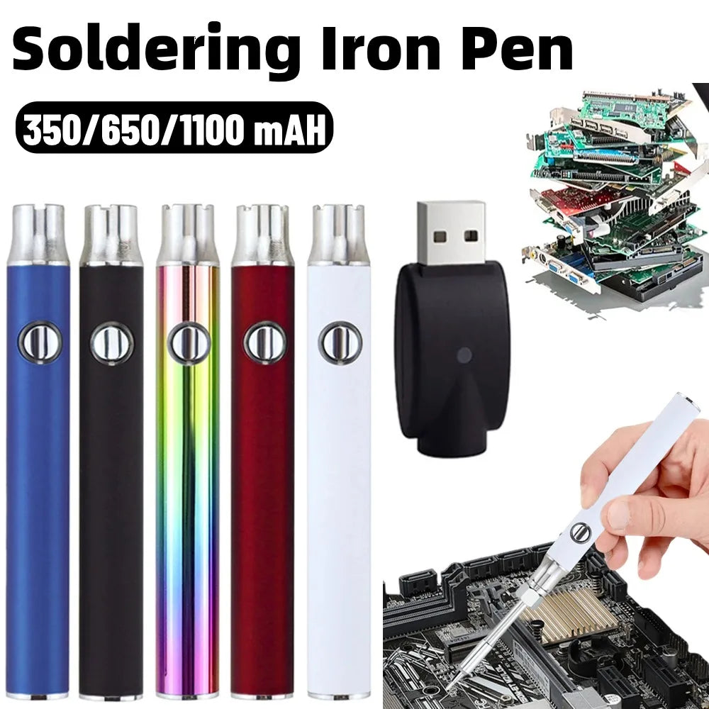 Portable Electric Soldering Iron Pen 350/650/1100mAh Battery Welding Tool Kit 510 Thread Heat Tip Electronic Welding Repair Tool
