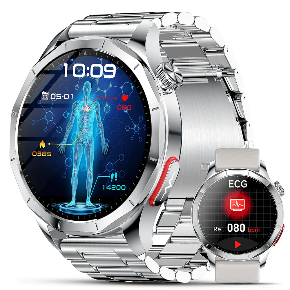 AI-GPT Nursing Grade Health Smart Watch Body Fat Uric Acid ECG+PPG Body Fat BP HD Call Sports Smart Watch For Men Women