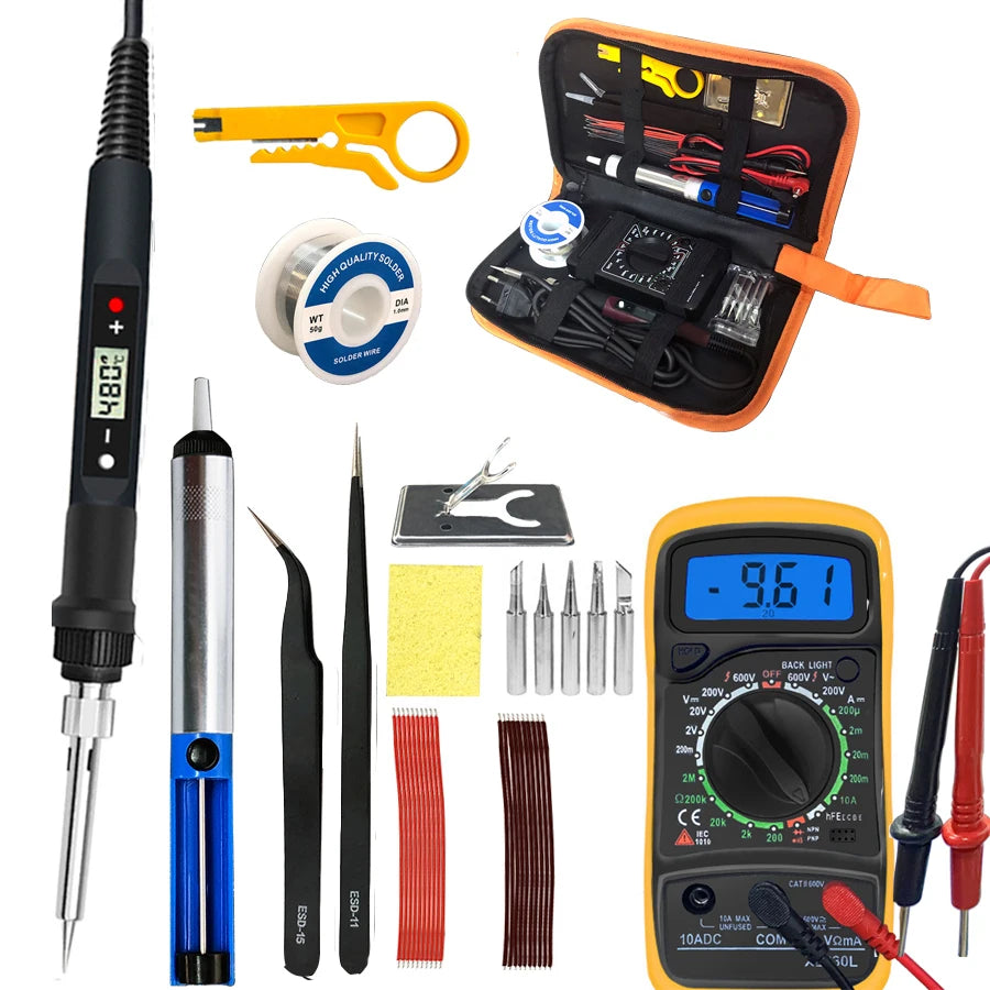 80W Digital Electric Soldering Iron Set Kit 220V 110V Temperature Adjustable LCD Display Solder Welding Iron Tool Tips