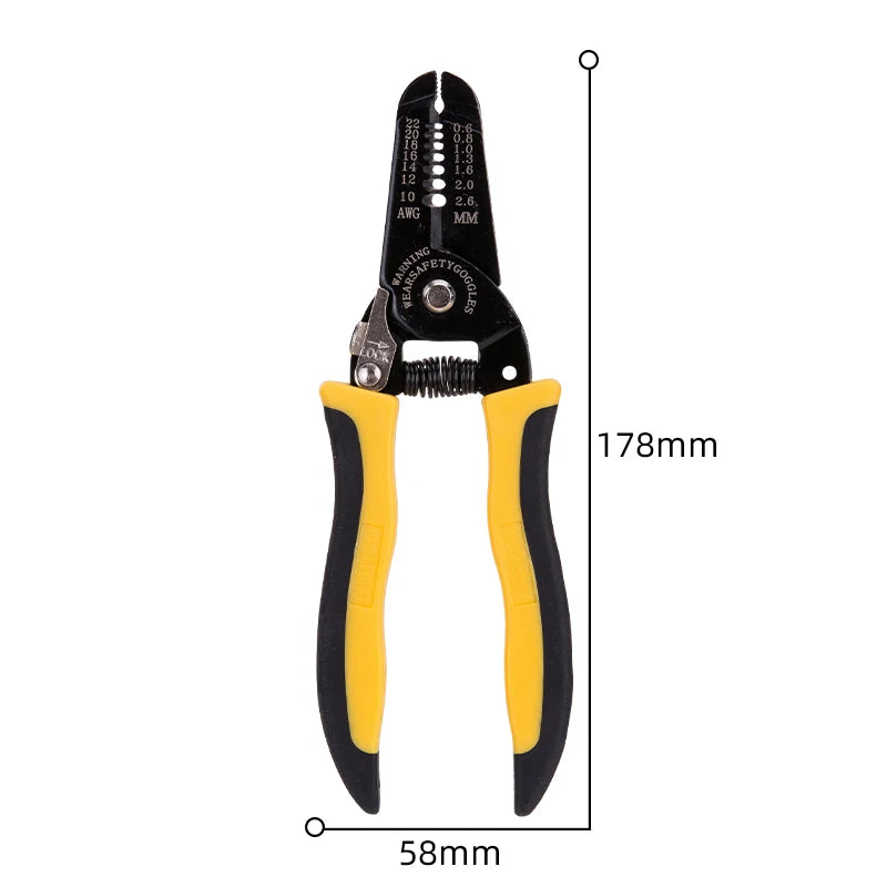 7in Wire Stripper for 0.6-2.6mm Harnesses, Precision Cutting Tool with Comfortable Grip, Ideal for Electrical