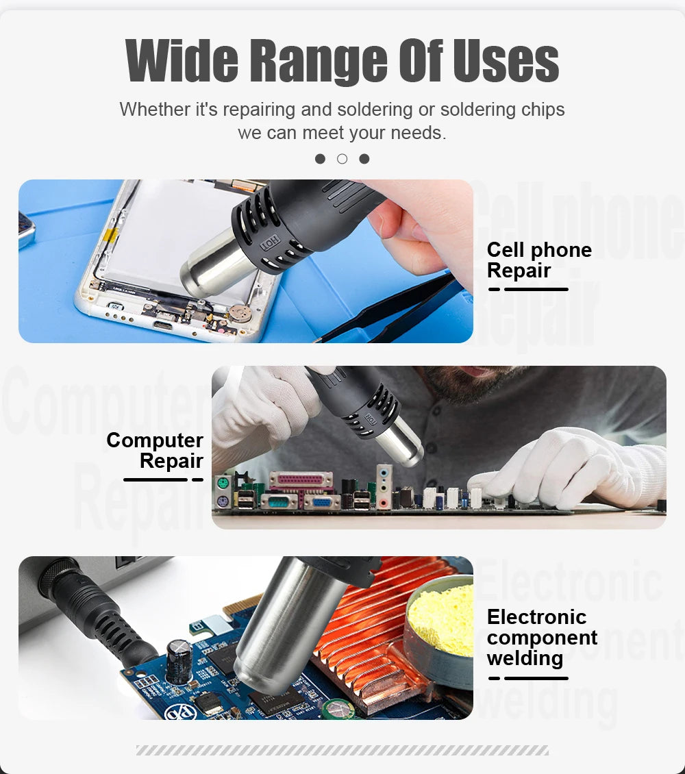 8586D Soldering Station 2 IN 1 Hot Air Gun Electric Soldering Iron LCD Dual Digital Display 750W SMD Welding Rework Station
