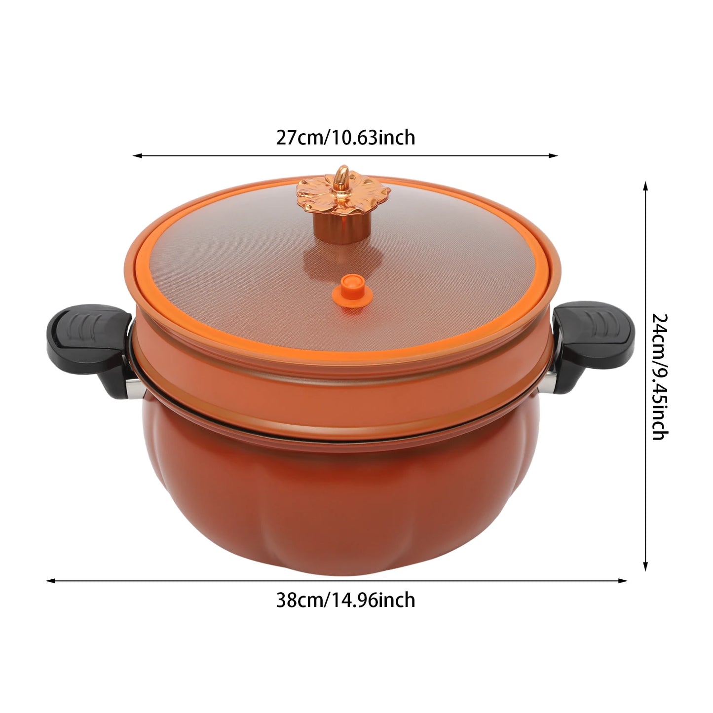 Pumpkin Shaped Micro Pressure Cooker 8L with Steamer, Orange/Green, for Gas & Induction Cooktops