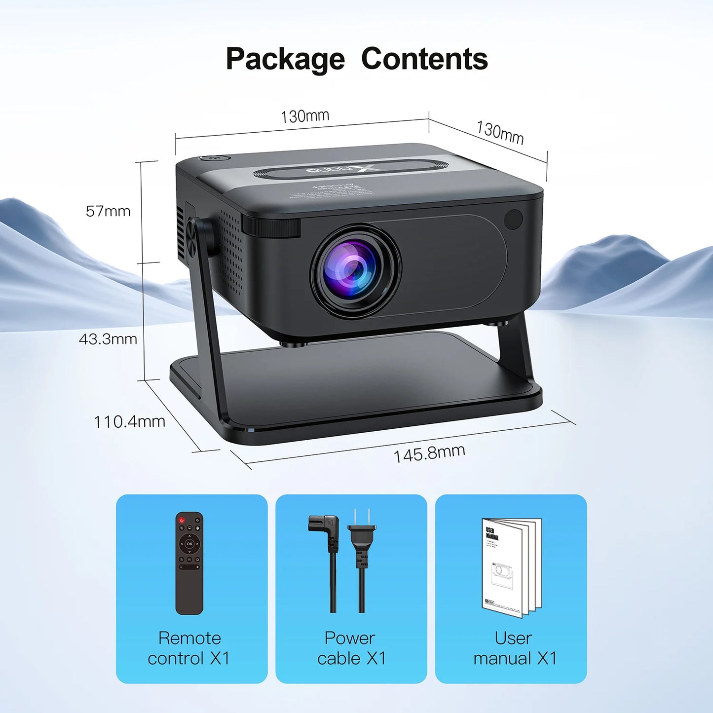 Mini Smart Projector with Native 720P Support 4K Decoding Dual WiFi 6 Wireless 5 Portable Cinema Projector for Home Theater