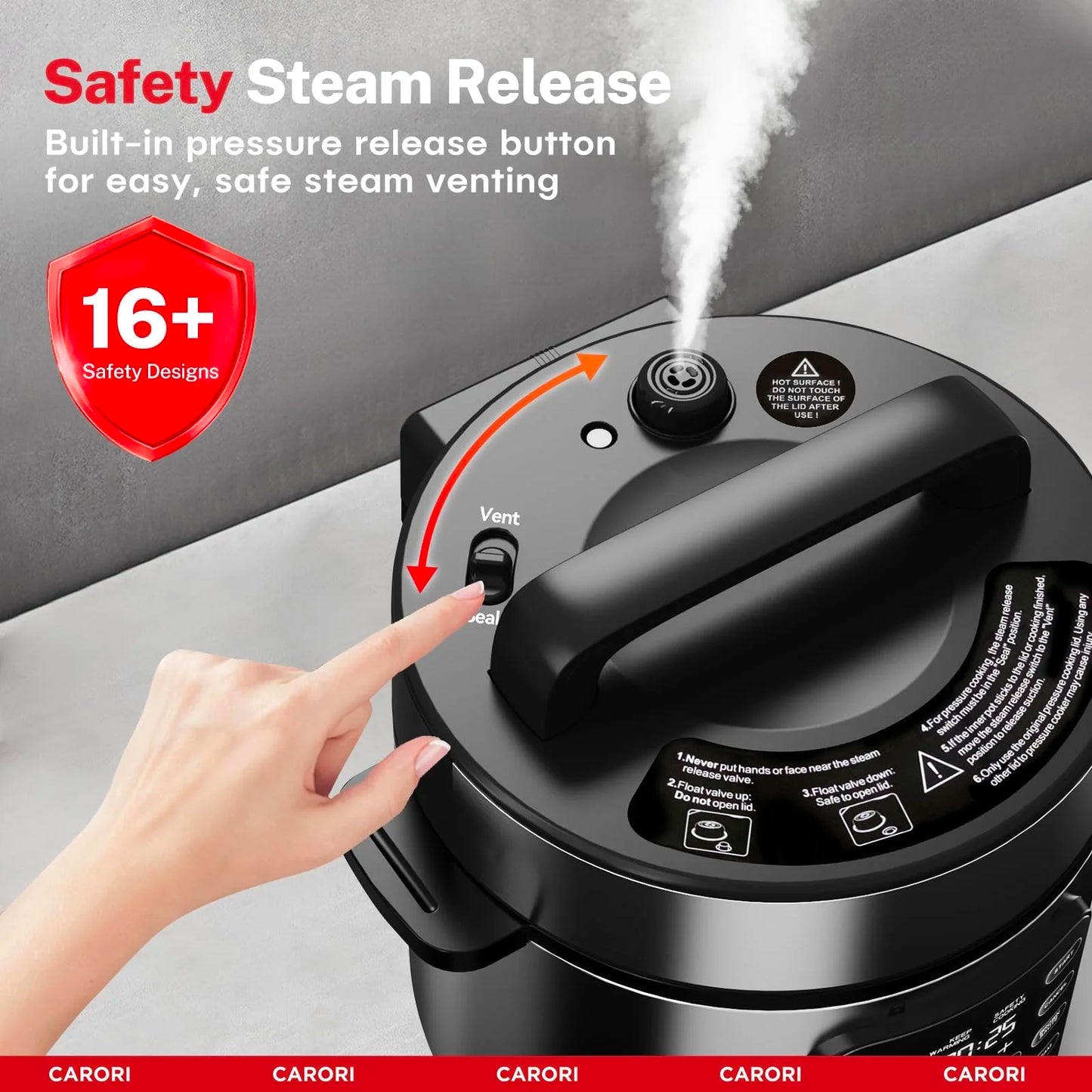 9-in-1 Electric Pressure Cooker 6 Qt, Programmable Multi-Function with Safer Vent, Olla de Presion, Rice Cooker, Slow Cooker