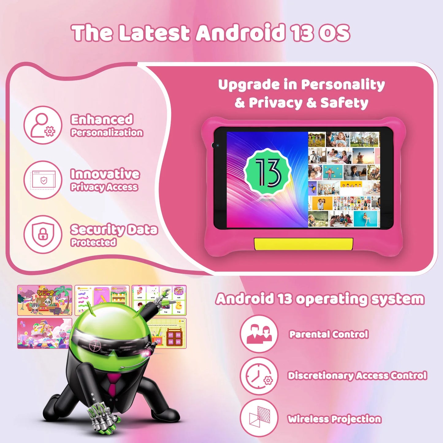 2025 NEW TK707 Tablet 7″ Android 12 Quad Core 5GB+32GB Wi-Fi 5000mAh Battery Dual Camera Software