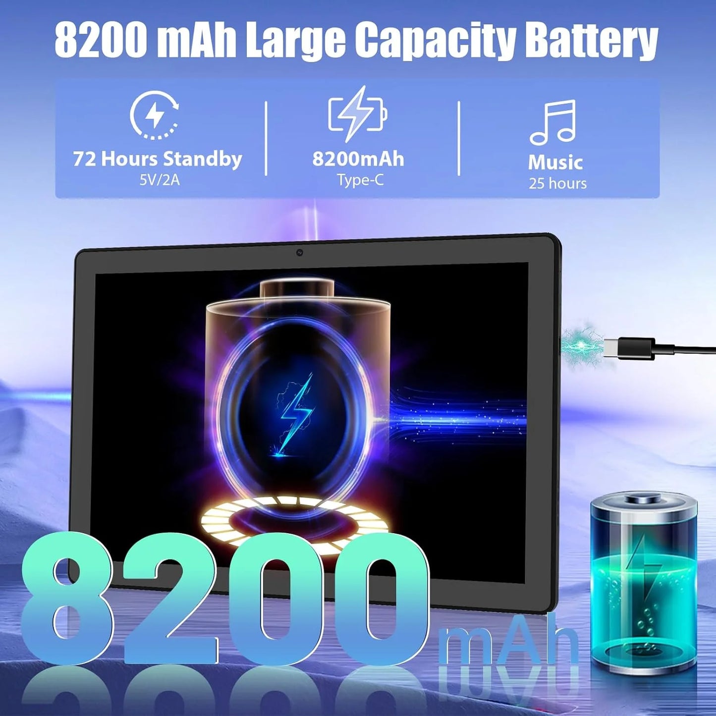 11-inch Tablet Android 14 Octa-Core, 14GB RAM+64GB ROM (TF 1TB), 8200mAh, Widevine L1, Wi-Fi 6, 8 in 1 Tablet with Set