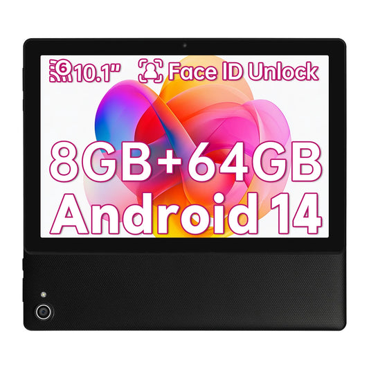 Android 14 Tablet 10 Inch Octa-Core 8GB+64GB(TF 1TB) 1280x800 HD IPS WiFi 6 Model Widevine L1 5000mAh Dual Camera Face Unlock PC