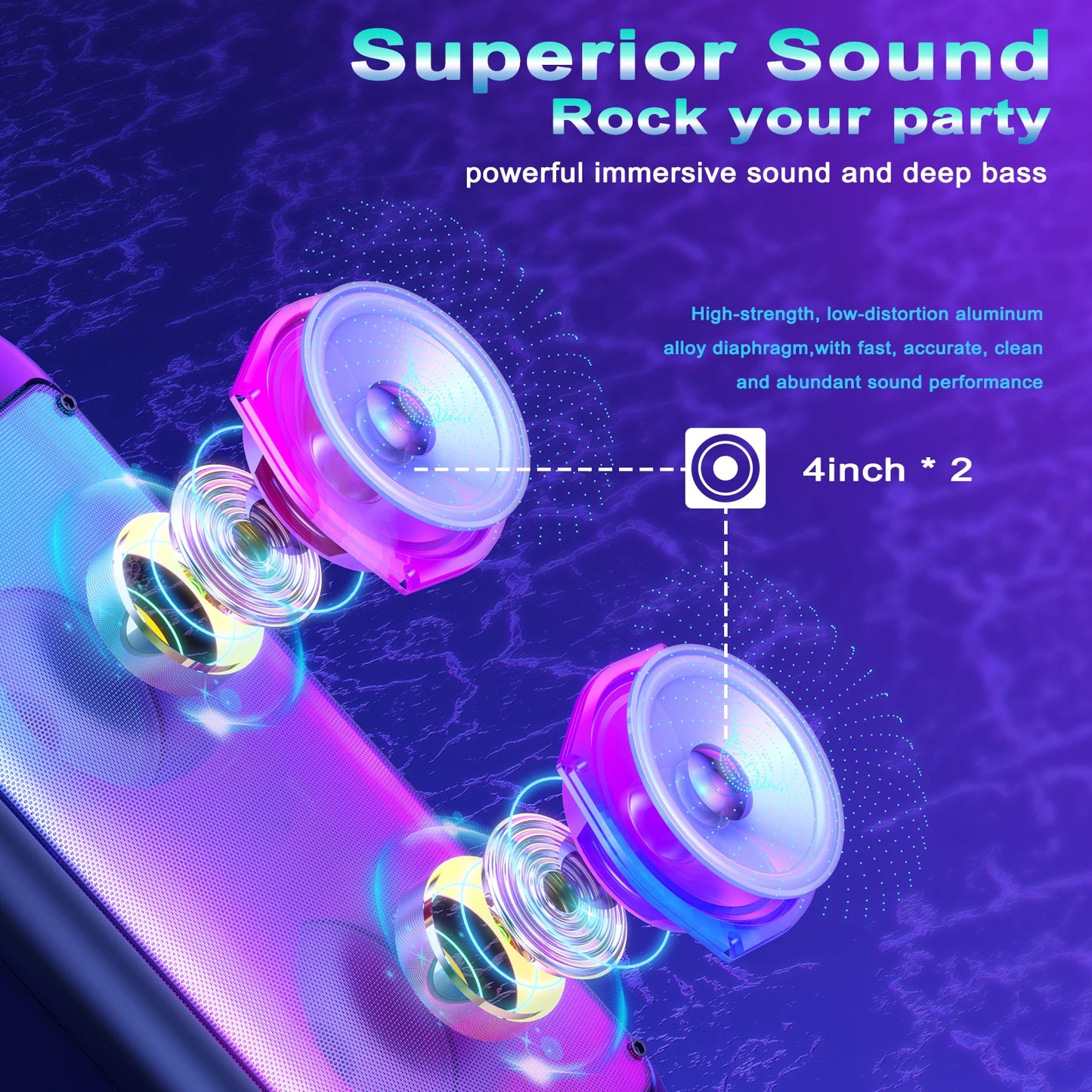 T10-T Wireless Bluetooth Speaker, Karaoke Machine with 2 Microphone, Home Karaoke Party Speaker with LED Light