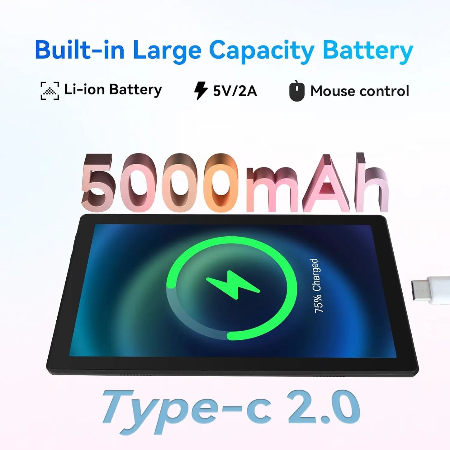 C10 Tablet 10.1 Inch Android 14 Phablet 8GB RAM 64GB ROM (1TB TF) Widevine L1 HD Octa-Core 2.0 GHz WiFi 6 Bluetooth 5.0 PC Pad