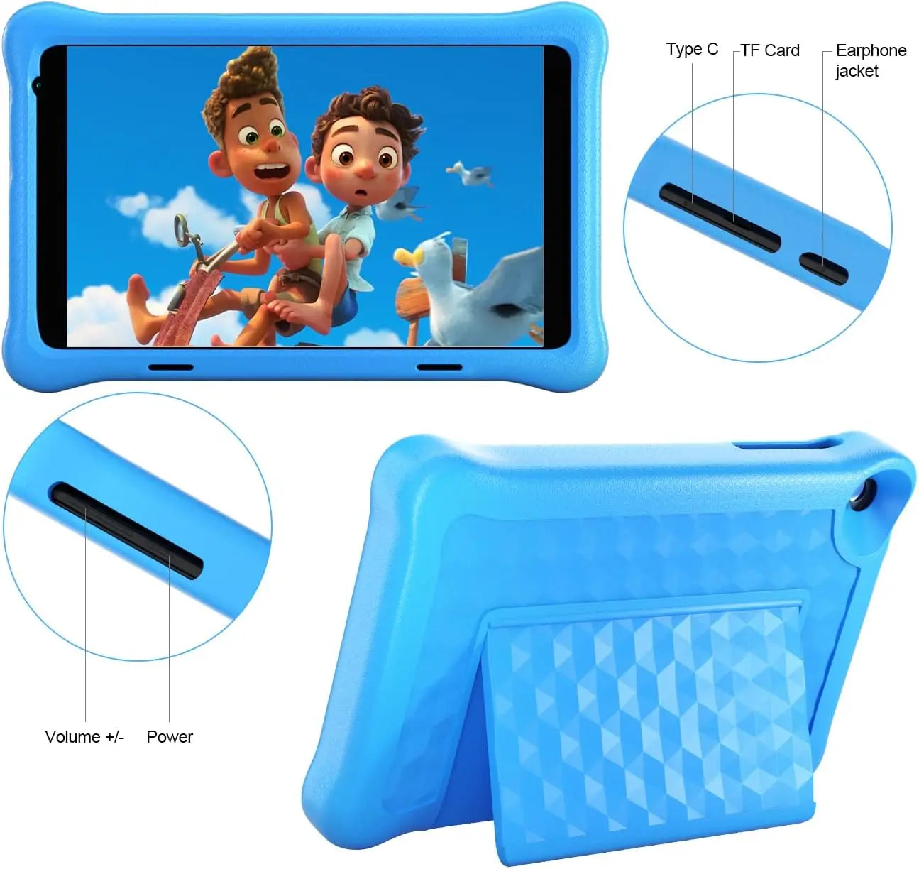 8 Inch Tablet Android11 Learning Tablets Quad Core Processor 2GB+32GB 128GB Expansion 5000mAh Child Eye Protection with Case