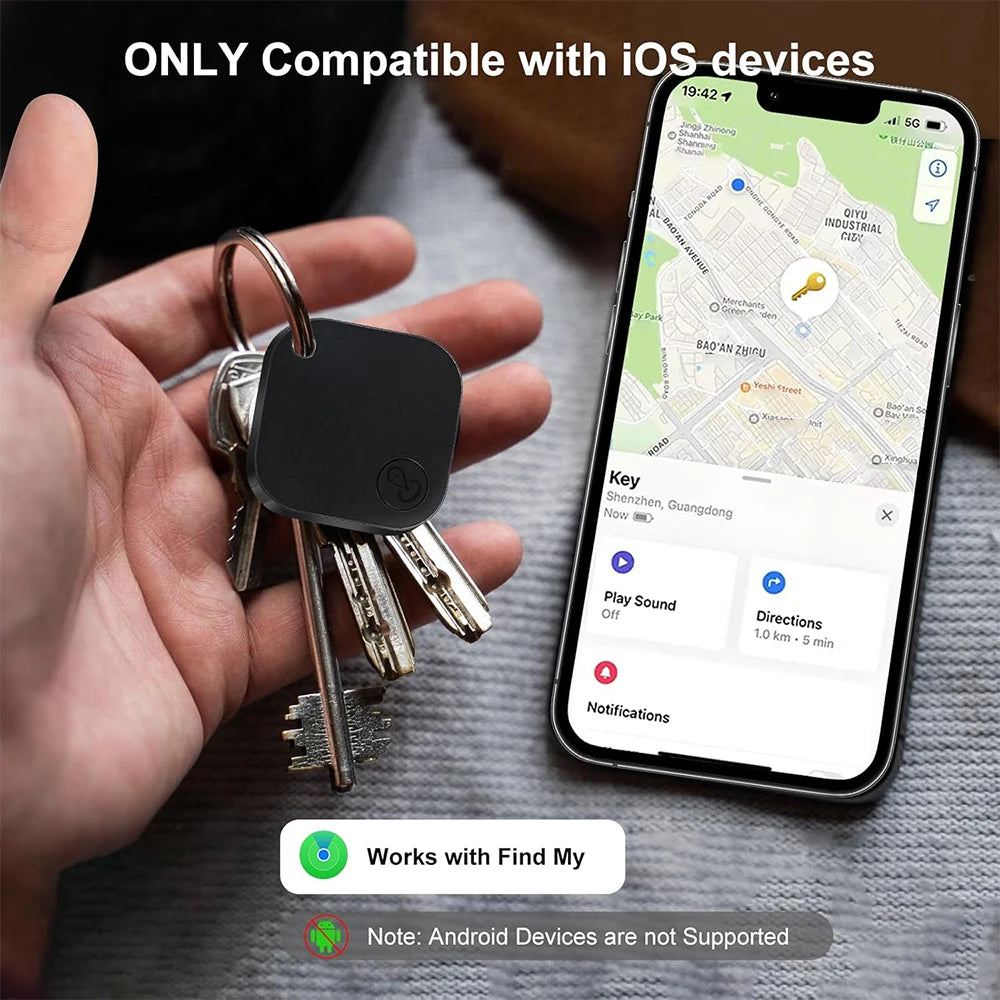 F1 Tracker Works with Apple Find My-MFi Certified Item Locator for Keys, Luggage, Wallet & Backpacks, No App Required, iOS Only