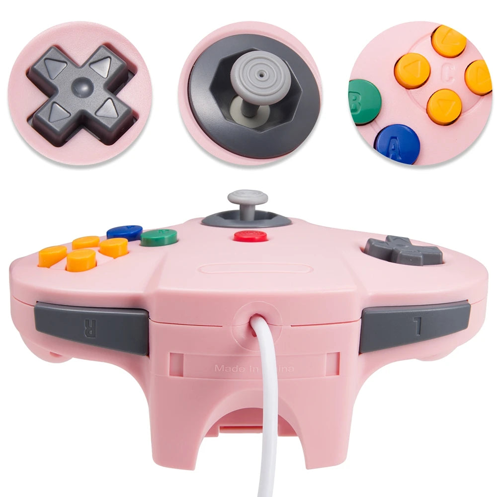 Classic N64 Controller Retro Wired Gamepad Joystick, Replacement for N64 Console Video Game System Play Games