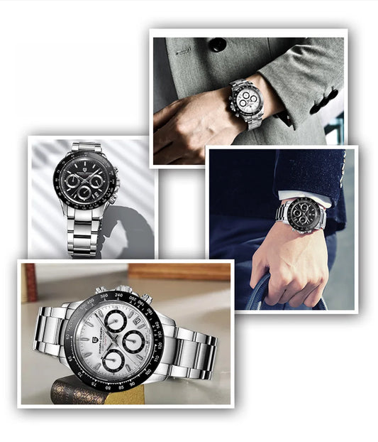 V2 40MM Classic Fashion Business Quartz Watch Multi Time Zone Chronograph Sapphire Glass Quartz Watches for Men