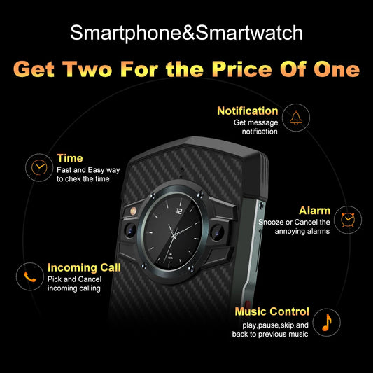 Tick Tock 5G Rugged Smartphone Android 128GB 48MP Camera Cellphone 6000mAh Phone with Dual-Screen IP 68 Waterproof