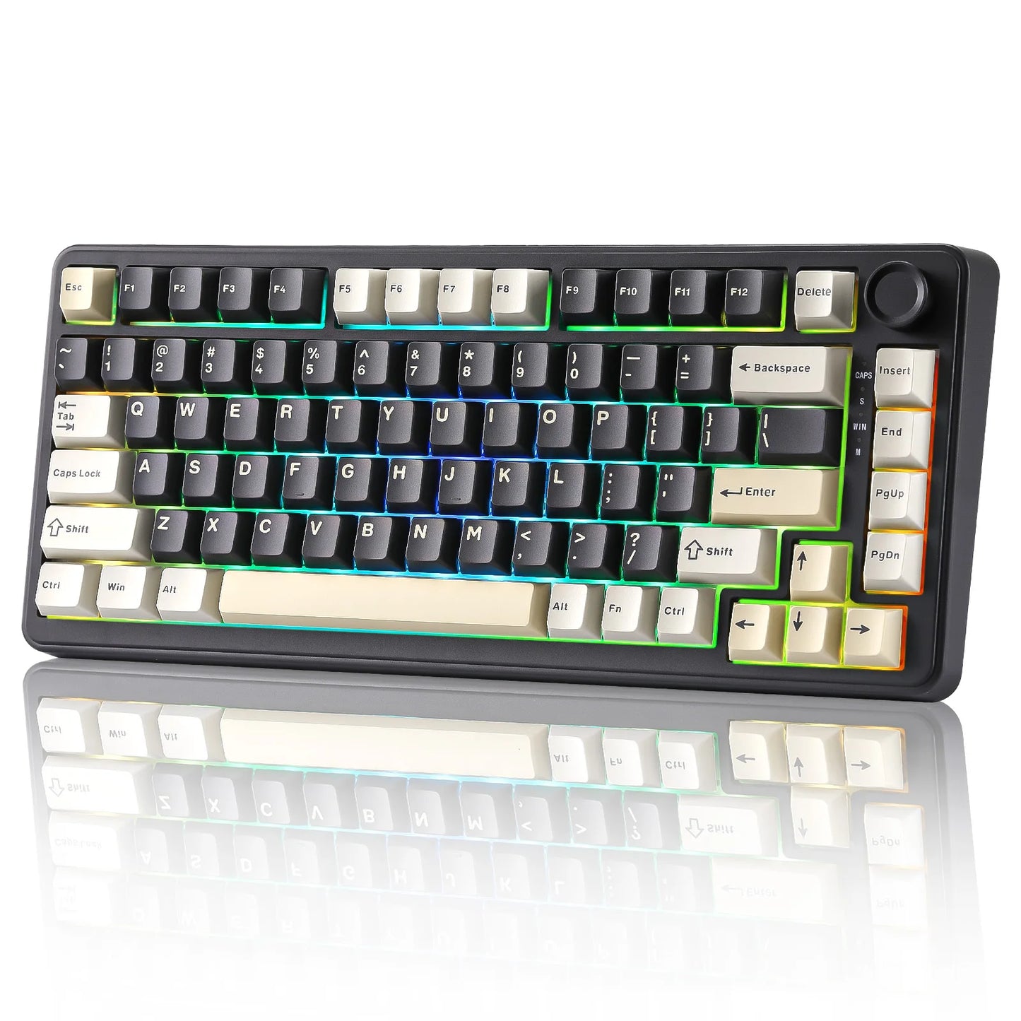 B75 RGB Mechanical Keyboard, Wired 75% Hot Swap Gaming Keyboard with Knob, Gasket Custom RGB Backlit Keyboard for Win/MAC