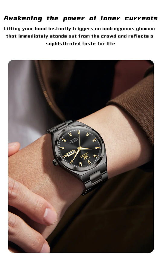 9907 NEW Business Watch for Men Fully Automatic Mechanical Movement Classic Date Week High-end Luxury Wristwatch for Men