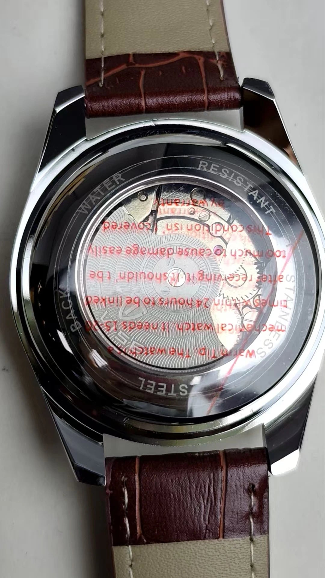 Men's Mechanical Watch Fashion Business Skeleton Alloy Case Leather Strap Elegant Design