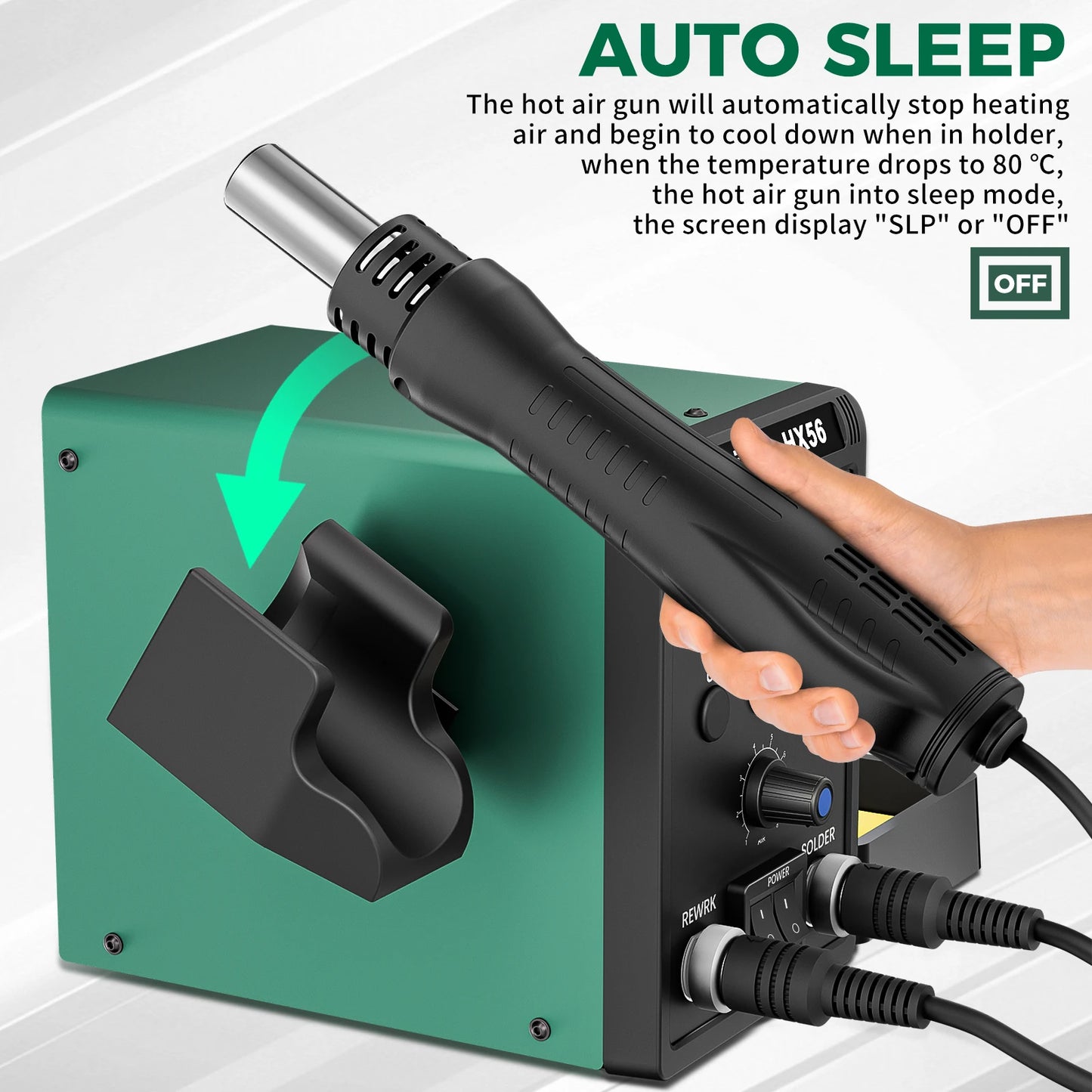 700W 2In1 Soldering Station, SMD Hot Air Rework Station LED Digital Display W/Heat Gun and Solder Iron Kit, Auto Sleep Functions