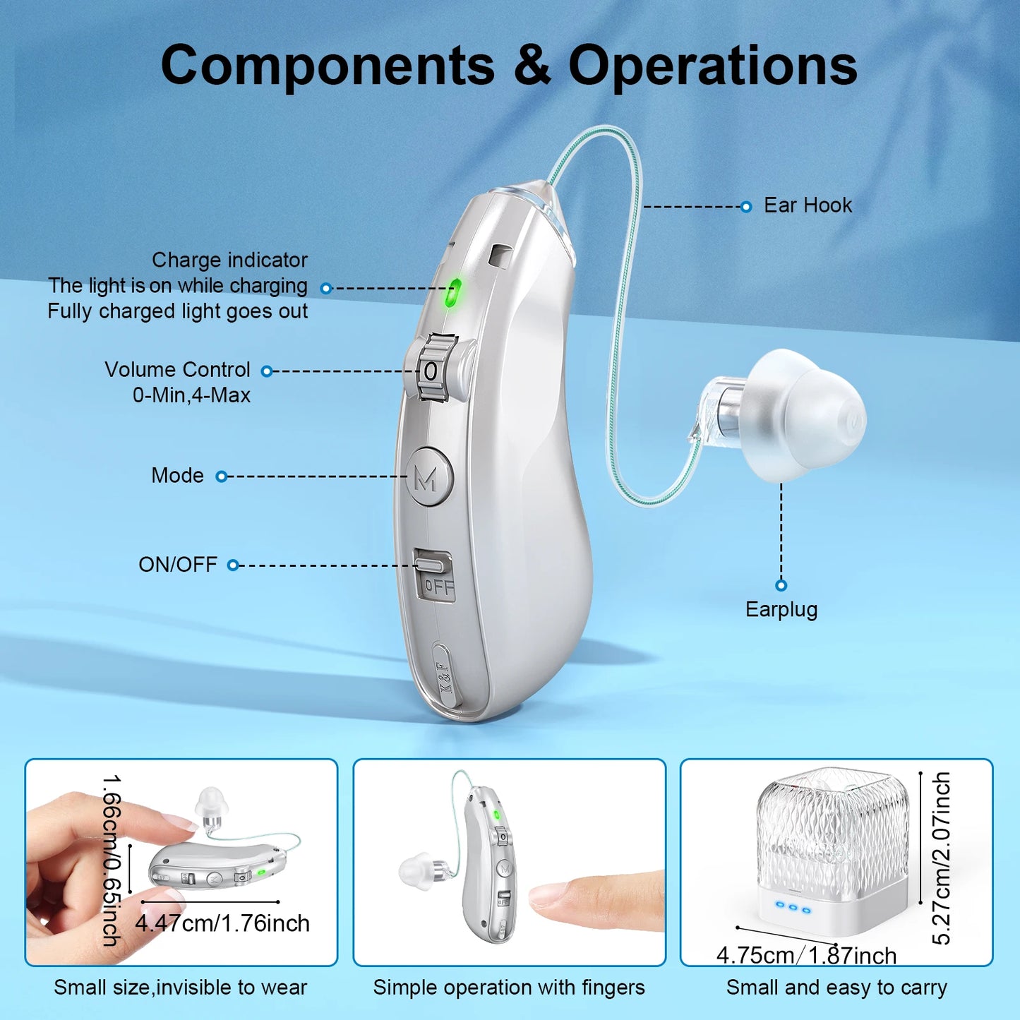 Behind-The- Ear Hearing Aids Hearing Amplifiers  Portable Elderly Hearing Aid Invisible Amplifiers