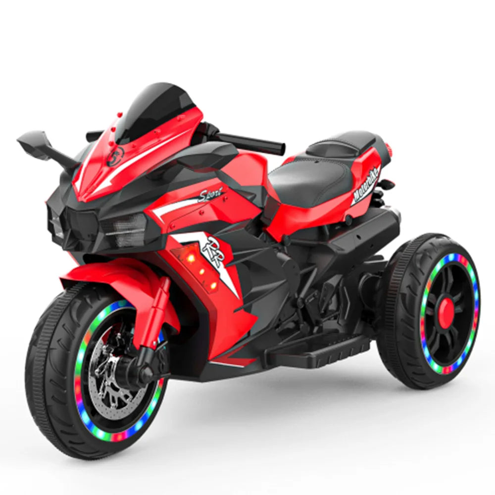 Electric Motorcycle for Kids 3 Wheel 12V Battery Powered  Motorbike with Headlights Music Forward & Reverse for Ages 3-6 Years