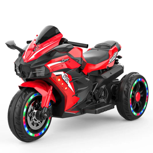 Electric Motorcycle for Kids 3 Wheel 12V Battery Powered  Motorbike with Headlights Music Forward & Reverse for Ages 3-6 Years