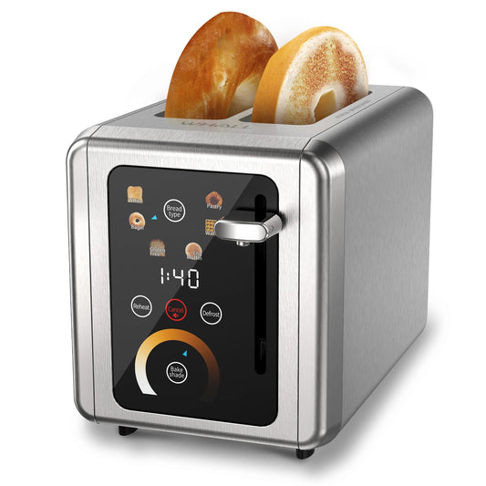 2 Slice Toaster, Touchscreen Toasters with Stainless Steel, Wide Slots, Bagel, Defrost, 850W