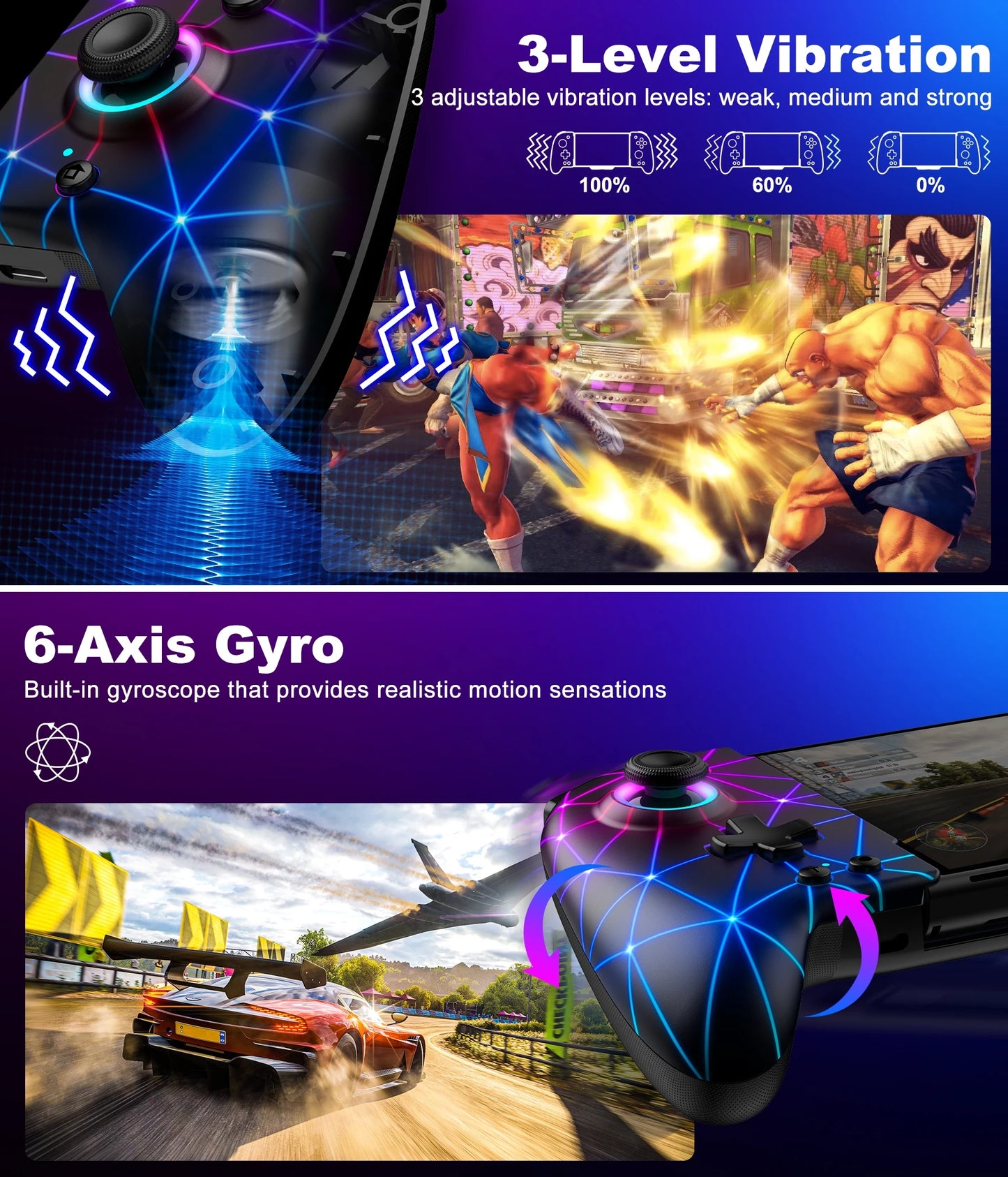 For Switch/OLED Controller Hall Effect Wireless Switch Controller One-Piece FOR Switch Joypad with 1000mAh Battery