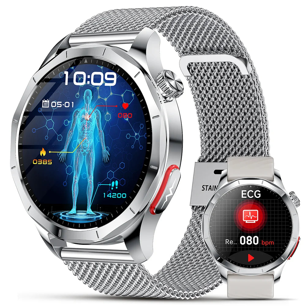 AI-GPT Nursing Grade Health Smart Watch Body Fat Uric Acid ECG+PPG Body Fat BP HD Call Sports Smart Watch For Men Women