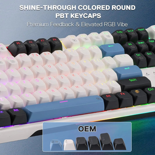 K668 Wired Gasket RGB Gaming Keyboard, 108 Keys Mechanical Keyboard w/Extra 4 Hotkeys, Upgraded Hot-swappable Socket