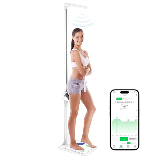 Digital Physician Scale, Ultrasonic Height and Weight Scale, Smart Body Composition Analyzer for Gym and Home, 11-485lb, 6ft.4.8