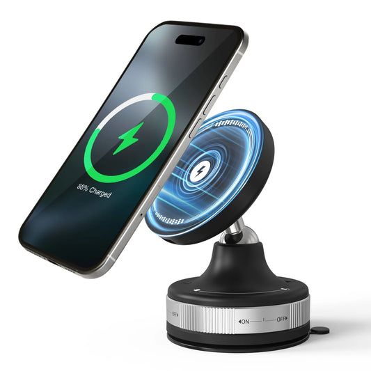 Magnetic Wireless Charger Car Phone Holder Air Vent Clip 15w Fast Charging Adapter Mount For Magsafe iPhone 17 16 15 14 13 12