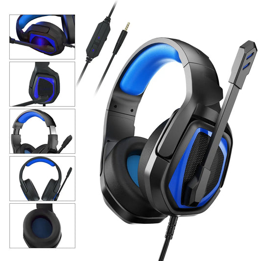 3.5mm Wired Gaming Headset with Microphone, Noise Isolating Over-Ear Design, Volume Control, Compatible with PS4/PC/PlayStation