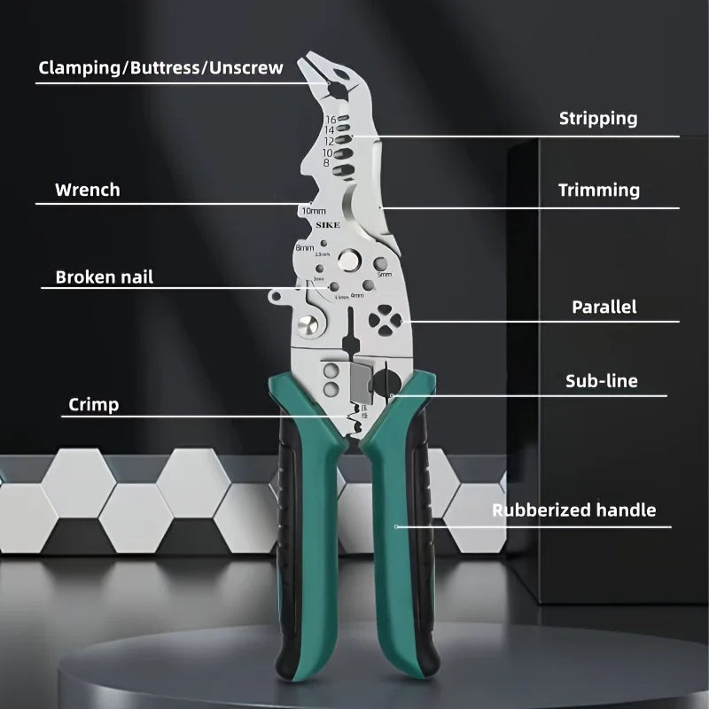 1pc Industrial-Grade Multifunctional Wire Stripper Crimper Cable Cutter Pliers Adjustable Automatic Wire Stripper