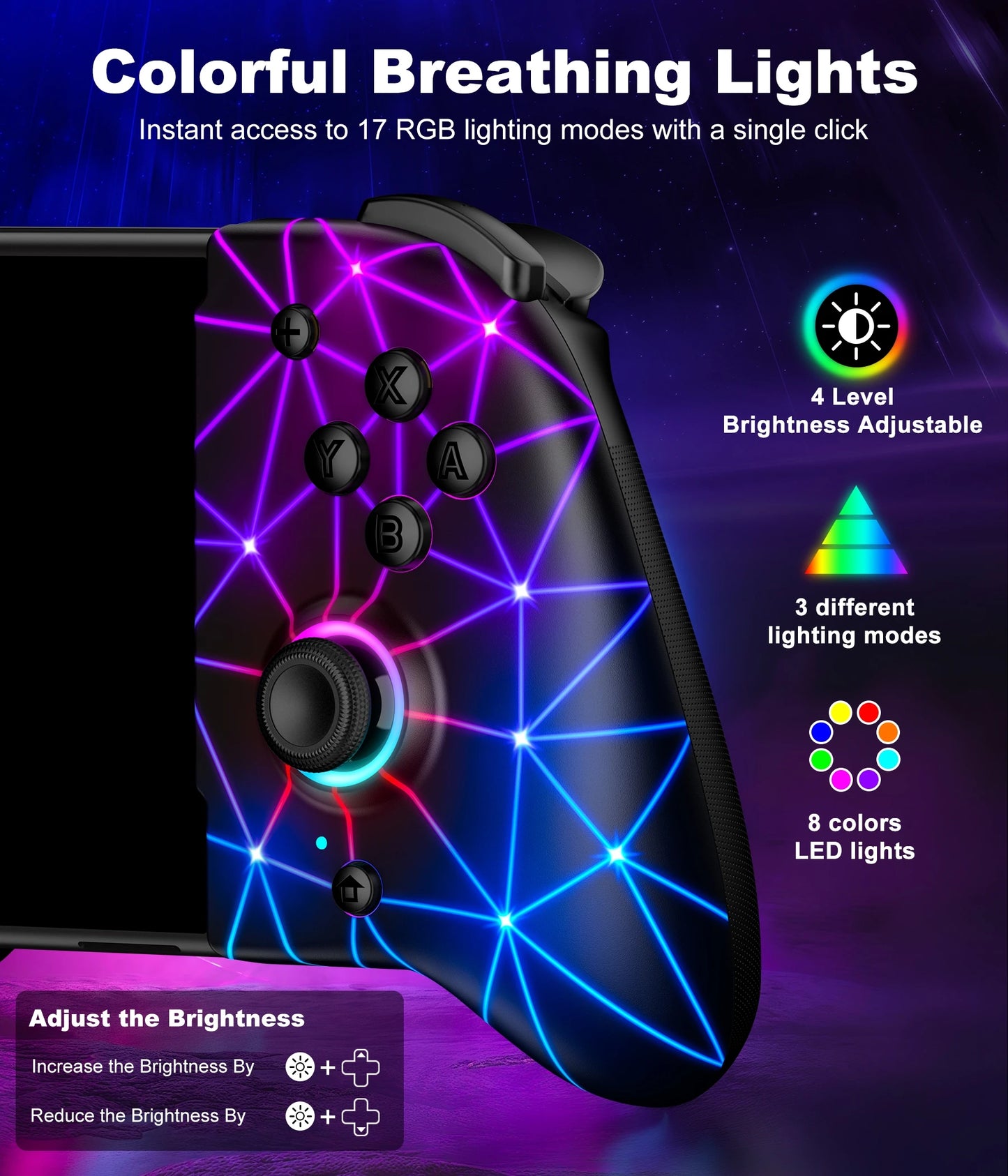 For Switch/OLED Controller Hall Effect Wireless Switch Controller One-Piece FOR Switch Joypad with 1000mAh Battery