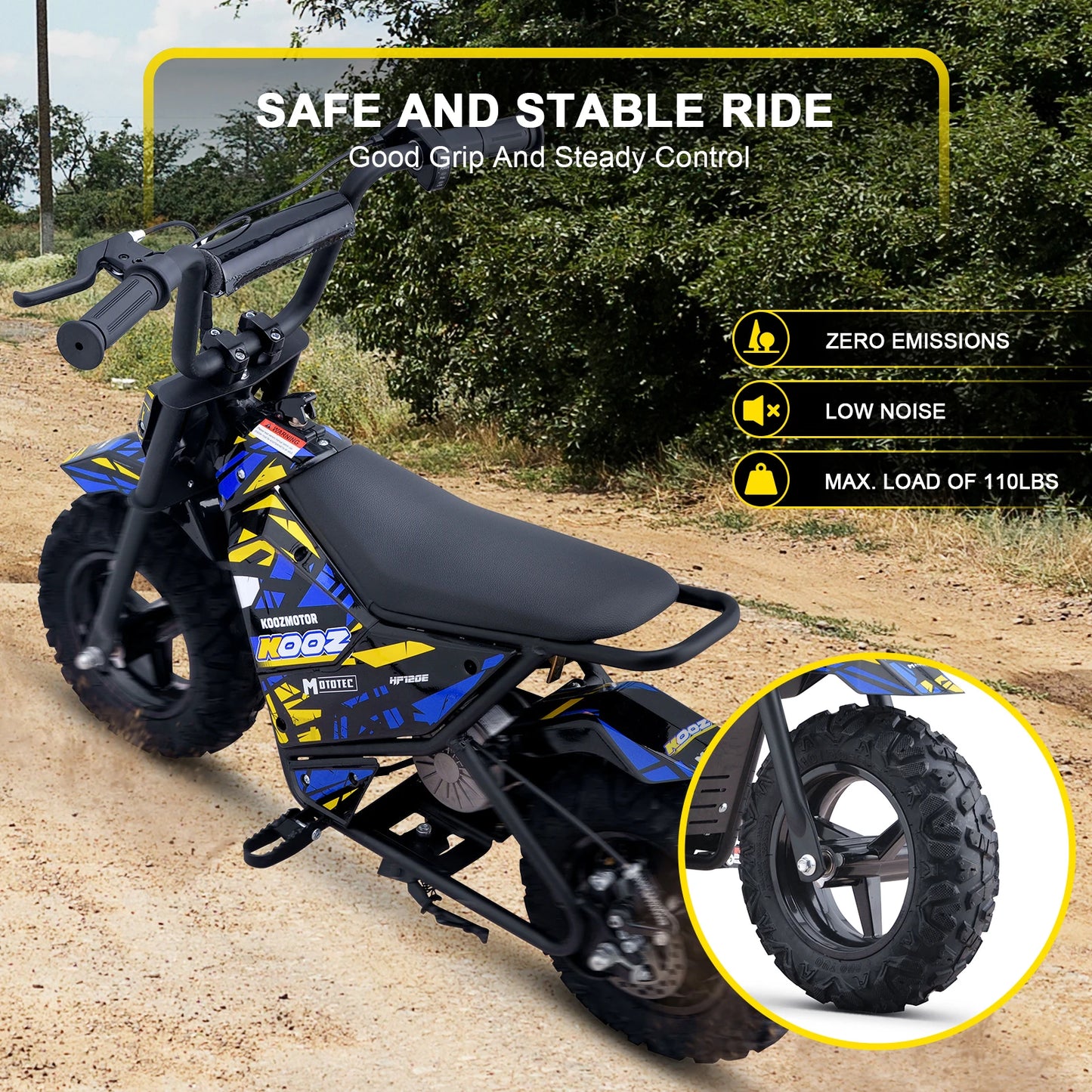 HP120E 24V 250W Electric Dirt Bike for Kids, 2 Speed Modes, Electric Motorcycle Up to 10 MPH & 7.5 Miles Long-Range.
