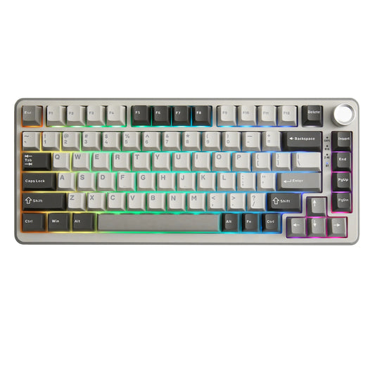 B75 PRO 82-Key Wireless Mechanical Gaming Keyboard, Gasket Hot Swap Custom RGB 75% BT/Type-C/2.4G Creamy Knob Keyboard