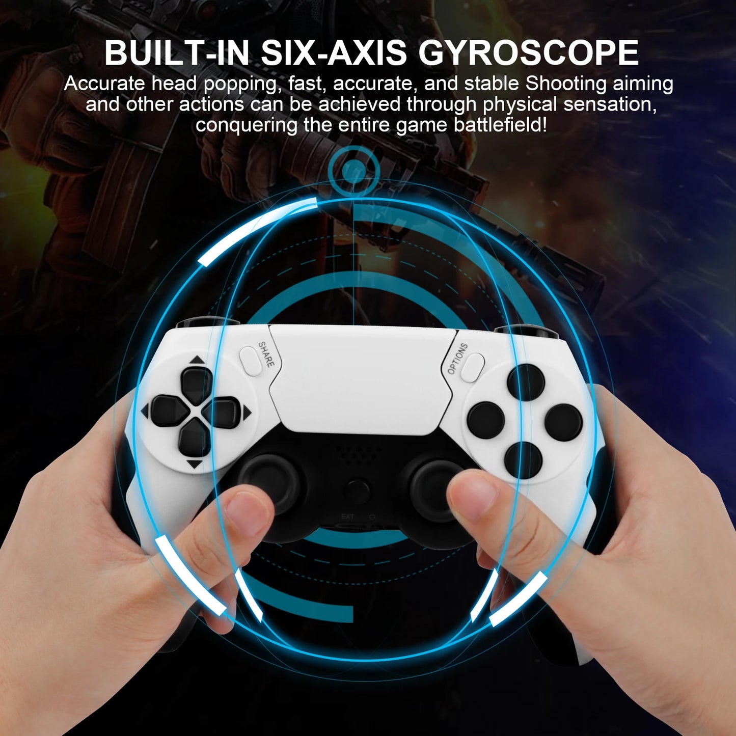 Wireless Controller Dual Vibration Game Joystick Gamepad for PS4 PS3 Console PC Gamepad with 6-axis Gyroscope