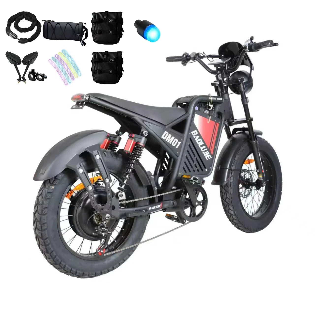 DM01 2000W Moto Electric Bicycle 60V30AH Battery Color Display 42 MPH E Bike UL2849