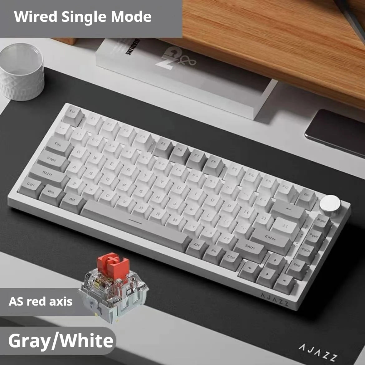 AK820 Wired Gaming Keyboard Red Switch 75% Layout Ergonomic Hot-swappable Detachable Cable