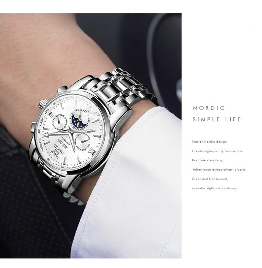 6633 Luxury Men's Watches Automatic Green Watch Men Stainless Steel Waterproof Business Sport Mechanical Wristwatch 6633